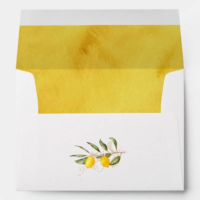 Citrus Lemon Baby Shower Return Address Envelope (Back (Bottom))