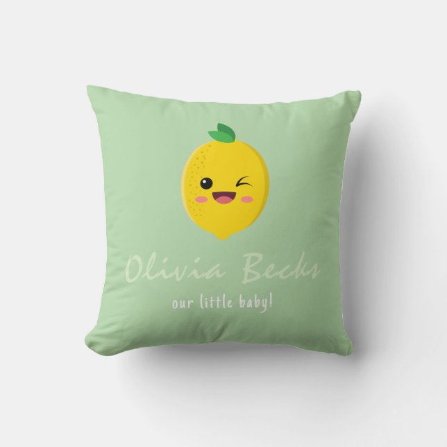 Citrus Lemon Baby Shower Throw Pillow (Front)