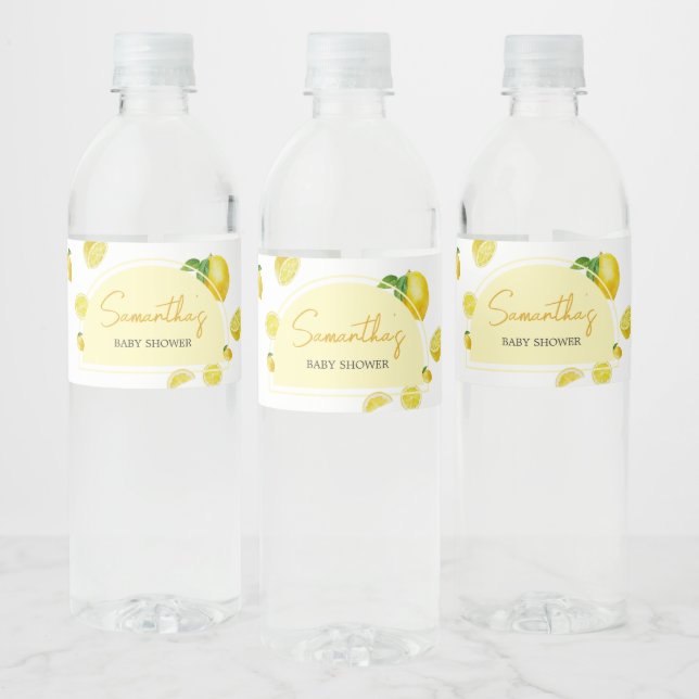 Citrus Lemon Baby Shower  Water Bottle Label (Bottles)