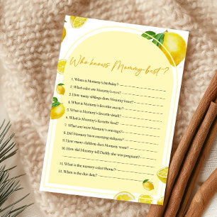 Citrus Lemon Baby Shower Who Knows Mommy Best Game