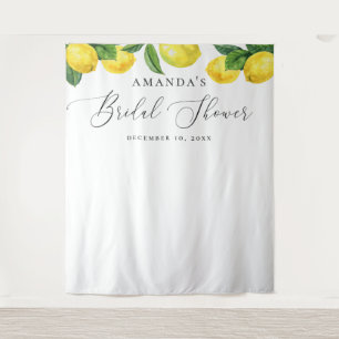 Citrus lemon backdrop. Bridal shower background Tapestry