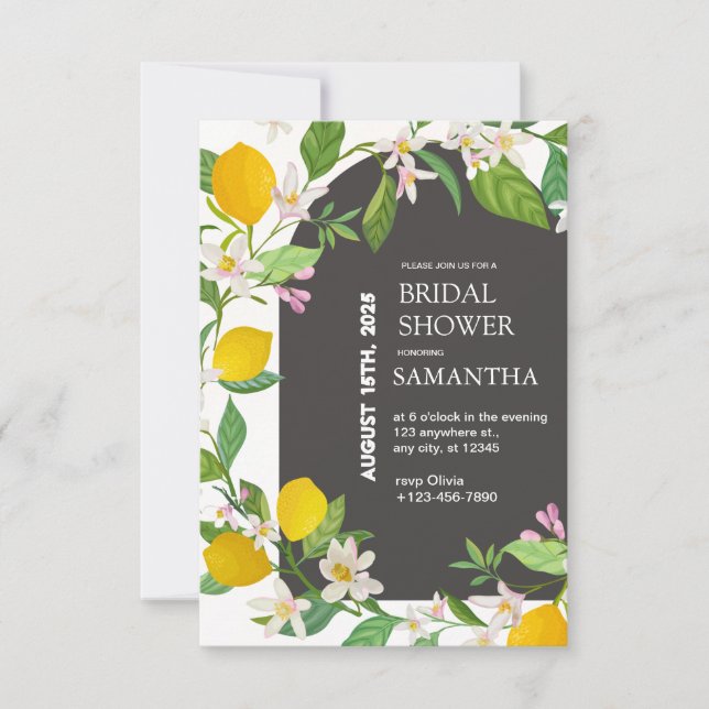 Citrus Lemon Bridal Shower Invitation (Front)