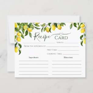 Citrus Lemon Bridal Shower Recipe Card