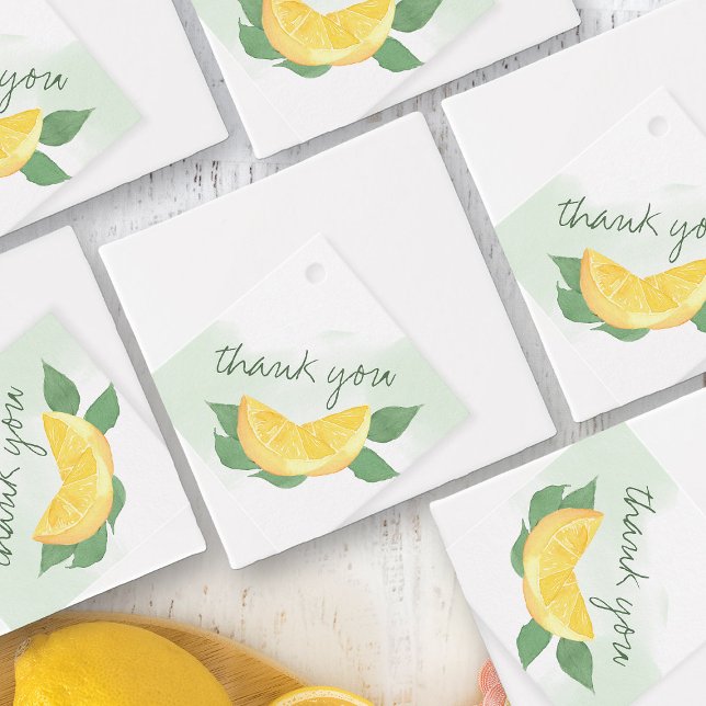 Citrus Lemon Casual Script Personalized Favour Tag (Favor Tags from my Citrus Lemon Baby Shower Collection)