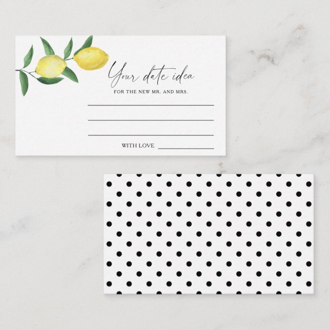 Citrus Lemon - Date night ideas \ Date jar  Enclosure Card (Front/Back)