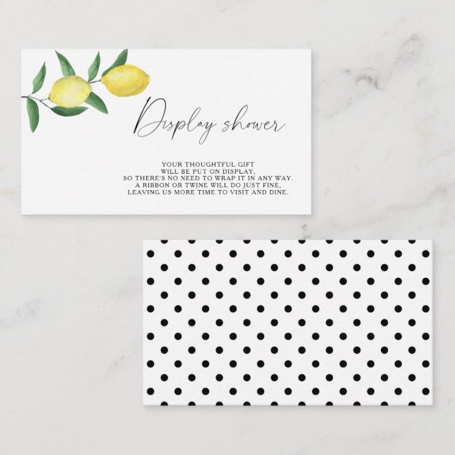 Citrus lemon - Display shower  Enclosure Card (Front/Back)