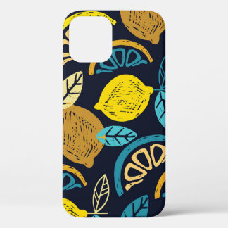 Citrus Lemon Doodle Pattern Background iPhone 12 Case
