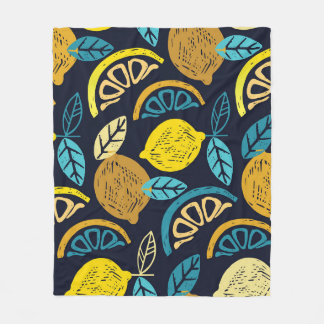 Citrus Lemon Doodle Pattern Background Fleece Blanket