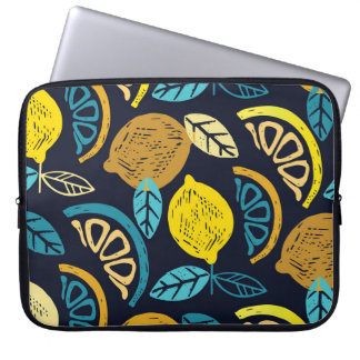 Citrus Lemon Doodle Pattern Background Laptop Sleeve