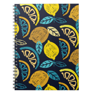 Citrus Lemon Doodle Pattern Background Notebook