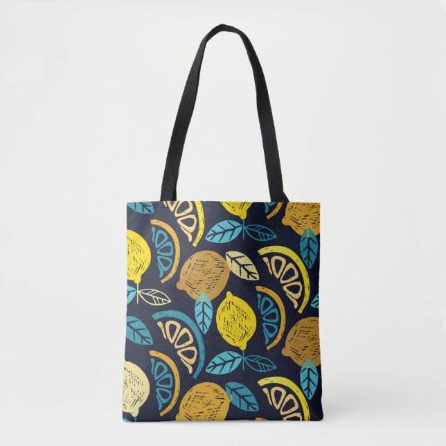 Citrus Lemon Doodle Pattern Background Tote Bag (Front)