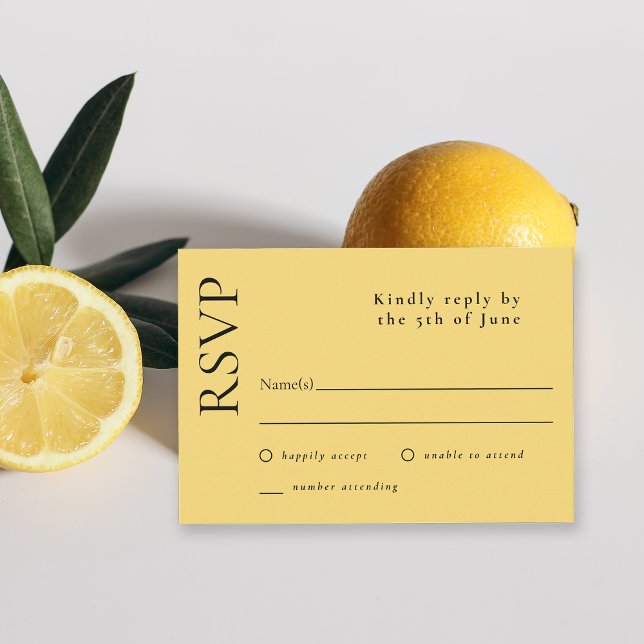 Citrus Lemon Drop Yellow Simple Minimal RSVP (Creator Uploaded)