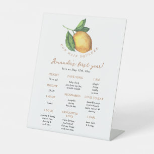 Citrus lemon First Birthday Milestone Birthday Pedestal Sign