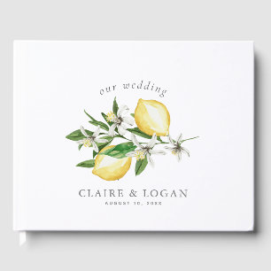 Citrus Lemon Floral Watercolor Wedding Guest Book