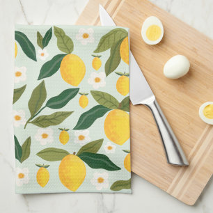 Citrus Lemon Flowers Greenery  Kitchen Towel