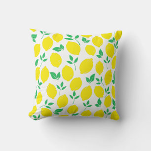 Citrus Lemon Fruit Pattern Throw Pillow