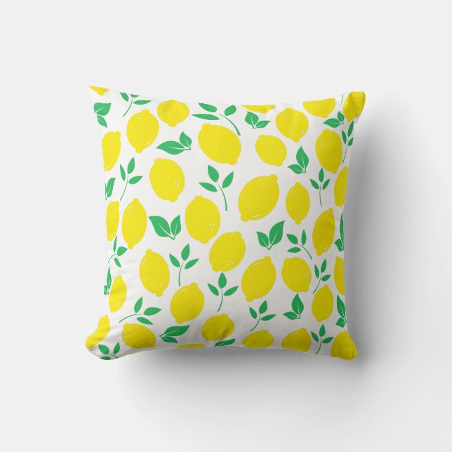 Citrus Lemon Fruit Pattern Throw Pillow (Front)