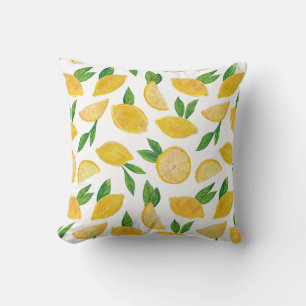 Citrus Lemon Fruit pattern Throw Pillow