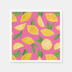 Citrus Lemon Fruit pink pattern Napkin
