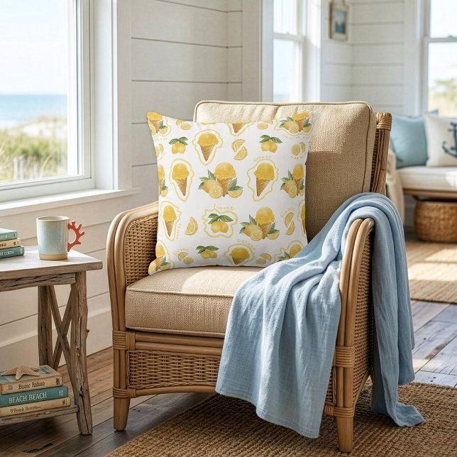 Citrus Lemon Gelato Pattern Throw Pillow (Creator Uploaded)