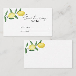 Citrus lemon - guess how many corks bridal game enclosure card