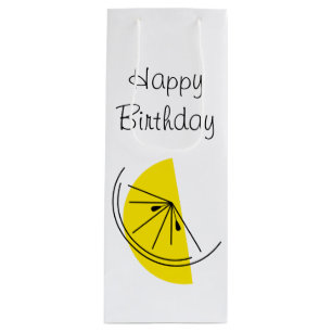 Citrus Lemon Happy Birthday gift bag wine