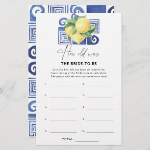 Citrus lemon - How old was the bride to be game