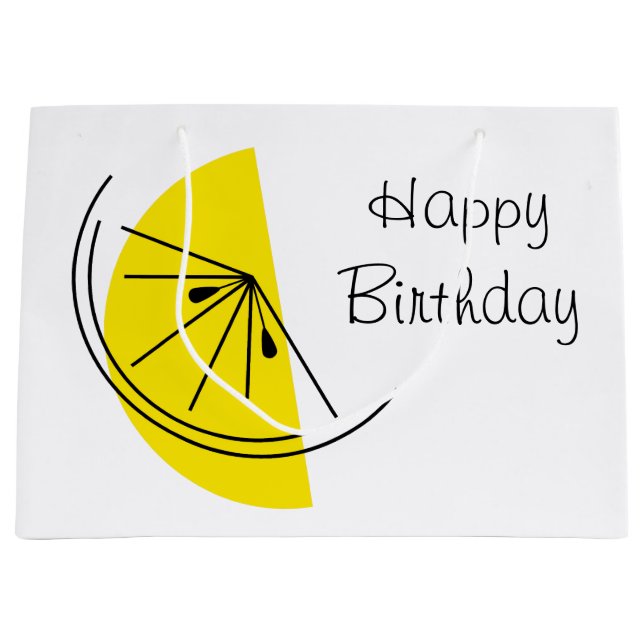 Citrus Lemon Joyeux sac cadeau d'anniversaire gran (Devant)