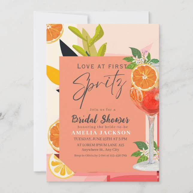 Citrus lemon love at first spritz Bridal Shower  Invitation (Front)
