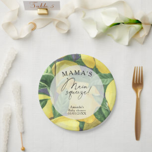 Citrus Lemon - Mama's main squeeze baby shower Paper Plate