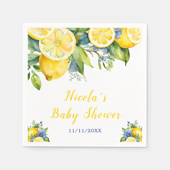 Citrus Lemon Mediterranean Baby Shower Napkin (Front)