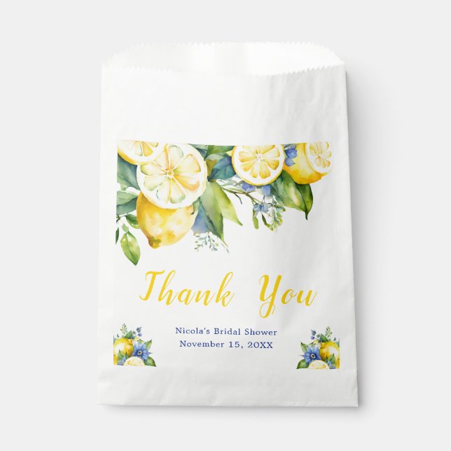 Citrus Lemon Mediterranean Bridal Shower Favour Bag (Front)