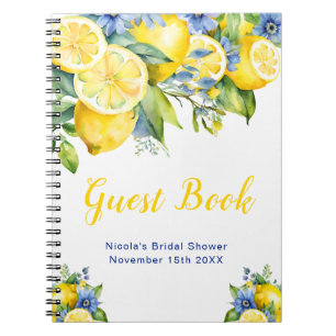 Citrus Lemon Mediterranean Bridal Shower Guest Notebook