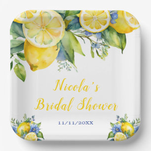Citrus Lemon Mediterranean Bridal Shower Paper Plate
