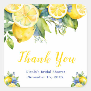 Citrus Lemon Mediterranean Bridal Shower Square Sticker