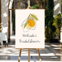 Citrus Lemon Minimalist Line Drawing Bridal Shower