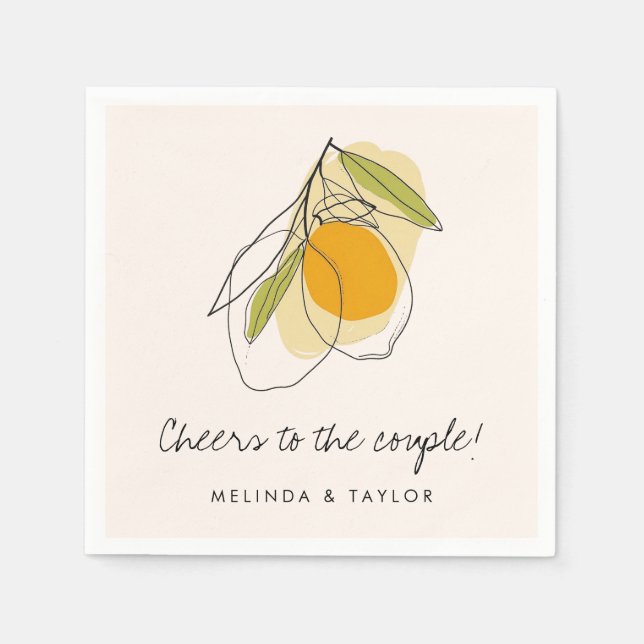 Citrus Lemon Modern Minimalist Wedding Shower Napkin (Front)