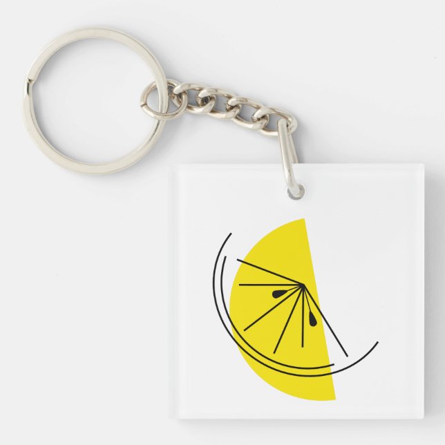 Citrus Lemon Monogram square double-sided Keychain (Front)