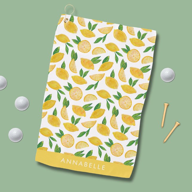 Citrus lemon pattern golf towel (Lemon pattern personalized golf towel)