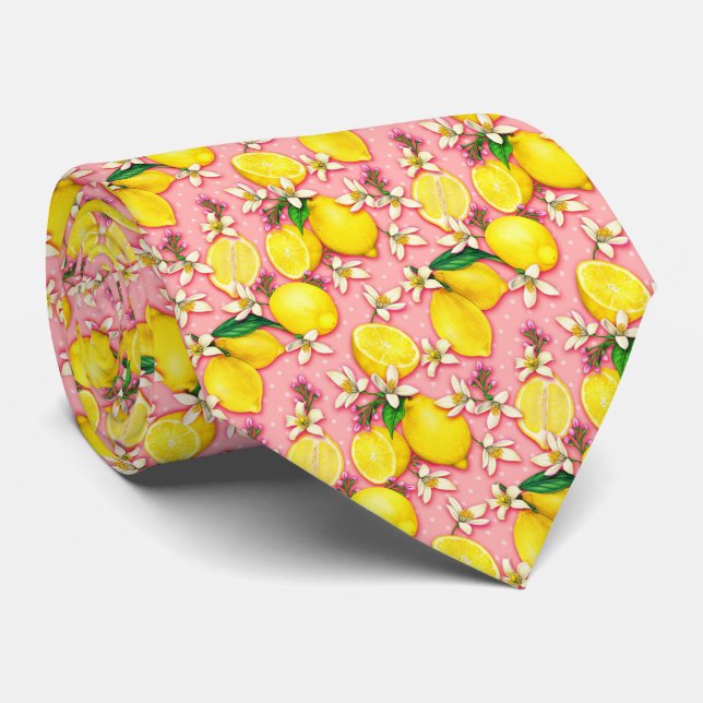  Citrus Lemon Pattern Tie (Rolled)