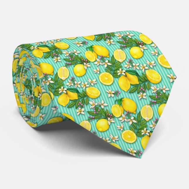  Citrus Lemon Pattern Tie (Rolled)