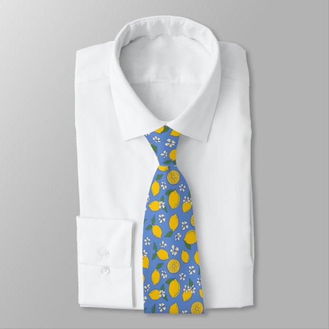 Citrus Lemon Pattern Tie (Tied)