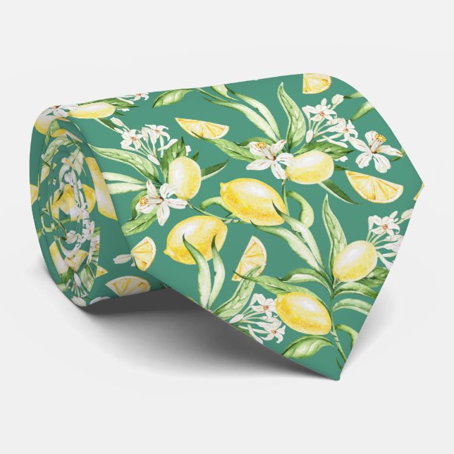 Citrus Lemon Pattern Tie (Rolled)