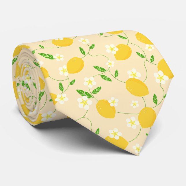 Citrus Lemon Pattern Tie (Rolled)