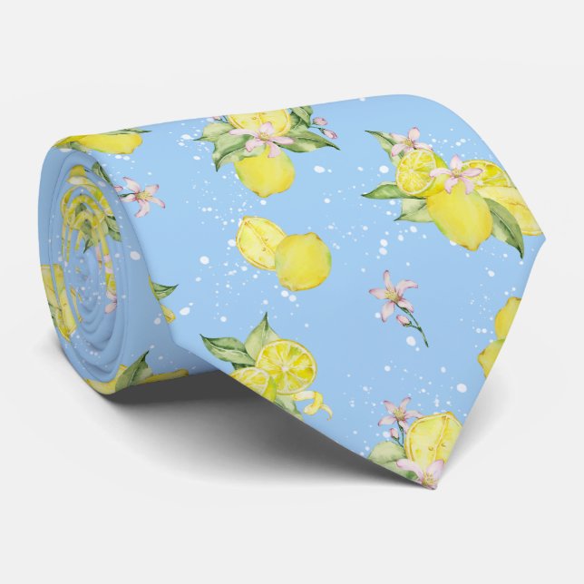  Citrus Lemon Pattern Tie (Rolled)