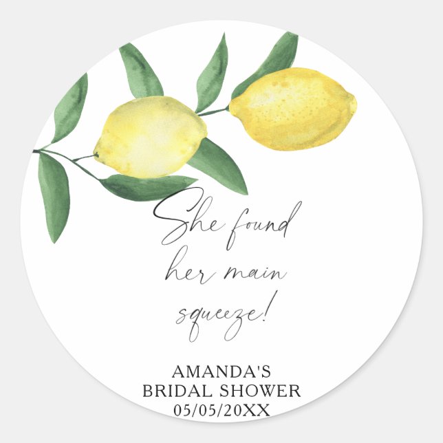 Citrus Lemon - She found her main squeeze Classic Round Sticker (Front)