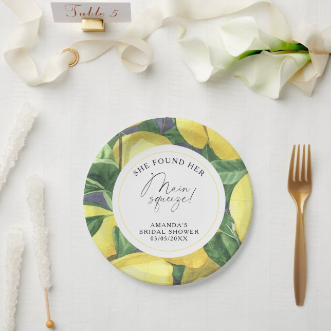 Citrus Lemon - She found her main squeeze Paper Plate (Wedding)