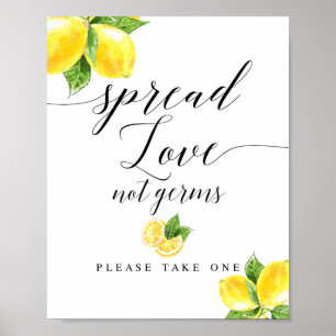Citrus Lemon Spread Love Not Germs Sign 8x10"