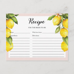 Citrus lemon summer bridal shower recipe card