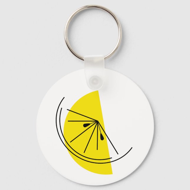 Citrus Lemon Text keychain aluminium round (Front)